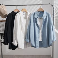 Women's Point Collar Long Sleeve Shirt Loose Fit Plus Size Casual Blouse Cotton Fashion Top 4XL
