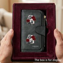 Skull Poker Card Rose Men's Large Capacity Wallet with Business Card Slot and Cash Pocket, Suitable for Formal Occasions and Office Use, Professional M1