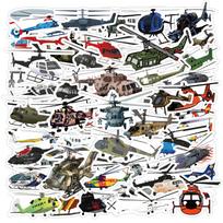 60pcs Helicopter Stickers Helicopter Air Force graffiti Stickers for DIY Luggage Laptop Skateboard Motorcycle Bicycle Sticker 60pcs black