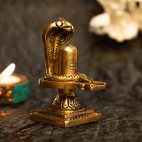 100% Pure Brass Shivling, Siva Linga Pooja Murti, Religious, Gold, Size - 8 Cm brown