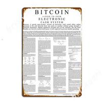 Bitcoin Whitepaper Poster Metal Signs Cinema Kitchen Cinema Printing Plaques Tin sign Posters 20x30cm white