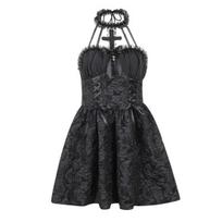 Moteriška berankovė gotiška nėriniuota suknelė, vintažinis korsetas, suvarstoma, sūpuojama, kokteilinė suknelė, viktorietiško stiliaus, juoda Lolita, punk suknelė L black