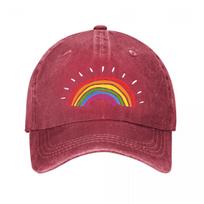 Rainbow Baseball Cap  New Vintage Washed Cotton Baseball Cap Parent Kids Sun Hats Adjustable brown