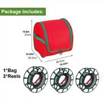 Christmas Lighting Storage Bag Oxford Cloth Tear-Proof Organizer With 3 Reels Mini Christmas Tree Decorative Light Storage red