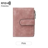 Rfid Women Short Wallet With Antitheft Card Holder For Daily Use Pink gray