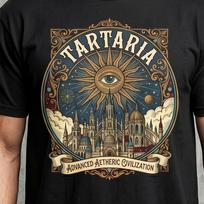 Tartaria Aetheric Civilization Shirt • Cosmic Emblem Fantasy City Tee • Comfort Colors 1717 130 gray