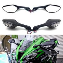 For KAWASAKI NINJA ZX10R ZX-10R ZX 10R 2011-2015 2014 Motorcycle Mirror LED Turn Light Signals Moto Rear View Rearview black