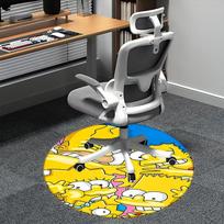 Simpsonų šeimos kėdės kilimėlis - Apvalus kilimas namų dekoravimui, biurui, svetainei 120cm yellow