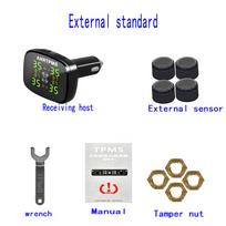 Car TPMS Cigarette Lighter Tire Pressure Monitoring System Alarm Tyre Air Pressure Meter Gauge Temperature Warning With 4 Sensor The Cigarette Lighter Typ black
