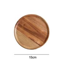 15/20/25cm Medinis Apvalus Serviravimo Padėklas Retro Medinis Picos Salotų Lėkštė Vaisių Deserto Padėklas Duonos Pyrago Indas Užkandžių Lėkštė brown