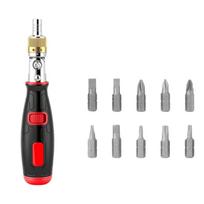 Professional Multi Angle Ratchet Screwdriver Set 10 in 1 Steel Bit Ergonomic Handle Home Repair for Electronic Device raudona