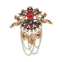 Victorian Styles Ornamental Angel Pin With Glittering Heart Charm And Graceful Fringe Movement 1 beige