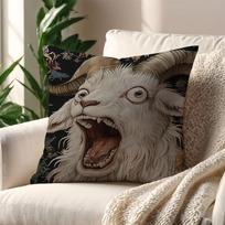 Pooky Goat Face 2D Print Pillow Case, Nordic Simplicity Cushion Cover For Sofa Home Car Room Coffee Shop Office Decor Peach skin 18*18(CM)-1Pcs black
