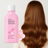 LAIKOU Japan Sakura Argan Oil and Keratin Hair Serum Deeply Moisturizes Non Greasy for Dry and Normal Hair Textures 60 Ml 60ml brown