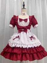 Sexy Cream Sweetheart Maid Dress, Red Pure Dress XS gray