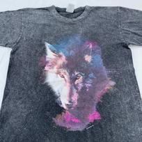 vintage 90s WOLF NEON FACE ACID WASH T-Shirt S/M animal nature wildlife 2XL gray