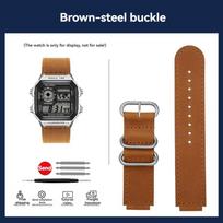 18mm Vintage Genuine Leather Watch Band for Casio AE-1200/AE-1300/AE-1500/SGW-300/SGW-400/W218H Black & Brown Replacement Strap 18mm width tamsiai ruda-juoda spalva