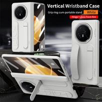 For Honor Magic V3 Vs3 Silicone Fabric 180° Folding with Wristband*Stand*Hinge 3-in-1 Full Lens Protection Drop-proof Phone Case For Honor Magic V3 gray