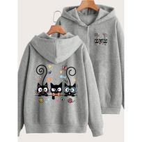 Plus Size Women Casual Hooded Zip Up Sweatshirt XL gray