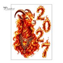 Flaming Zodiac Sheep Stickers 2027 Year of Goat Window Cling, Lunar New Glass Holiday Surface Decor Sticker, Flame Style Spring Festival Door for Home S A red