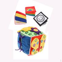 Set of 4 pieces Basic Life Skills Cube Visual Cognition Developmental Toddler, Infants Toy Dress multi