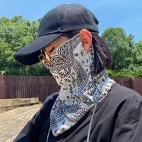 Punk apsaugos nuo saulės kaukė vyrams, moterims, vasarai, veidui, kaklui, apsaugai nuo UV spindulių, ausų šalikas Hip-hop lauko sportui dviračių tvarsčių šalikai as the picture black