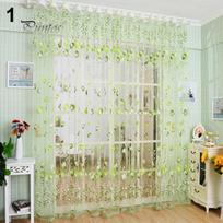 Namų dekoras Tulpės gėlė Voile Užuolaidos Užuolaidos Panel Kambarys Skaidrus namų durų langų dekoravimas 100cm x 200cm(On Rod) žalia