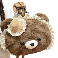 Animacinis Didelio Veido Lokio Pliušinis Kuprinė Kawaii Lolita Krepšys Dizainas Pečių Krepšys Moteriai Aukštosios Gatvės Mados Kuprinė Mergaitės Dovana beige