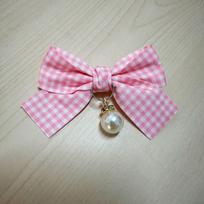 Pearl Plaid Pet Bandana with Lace Trim - Cute Princess Style Bib for Cats and Dogs Large pink