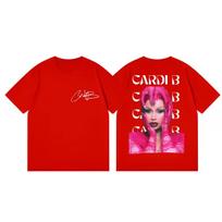 Rapper Cardi B Graphic T Shirt Unisex Women Clothing Fashion Aesthetic Oversized Tshirts Summer Casual Cotton Short Sleeve Tshirt 4XL pink