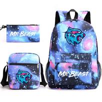 Mr Beast Žaibo Katė Madingas Kvėpuojantis Kuprinės Rinkinys Su Lenkta Petnešomis Black Blue black