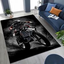 Racing Motorbike Rider Area Rug Asphalt Race Track Blue Sky Print Non Slip Rectangular Floor Mat Motorsport Fan Living Room Bedroom Decor Carpet 40x60cm( 15x23in ) black