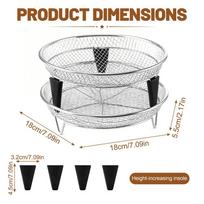 Air Fryer Basket with Silicone Feet Mesh Shelf 2-Piece Air Fryer Rack for Oven for Broiling Cooking Dehydrating Meal Prep Home gray