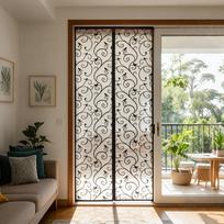 Summer Magnetic Mesh Mosquito Net Bird Pattern Mesh Curtain,Anti-Mosquito Soft Net Door Drapes,  Decorative Partition Curtains for Home Living Room 100*210cm gray