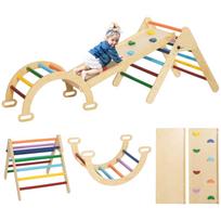 5-in-1 Children's Climbing Frame Pikler Triangle with Ramp, Bridge, Ladder, Wood, 18-48 Months