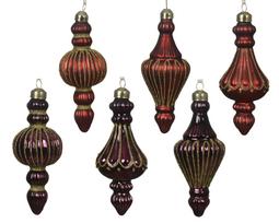 Stiklinis kalėdinis eglės žaisliukas ORNAMENT,  raudonos/t. raudonos sp., 16 x 6 cm, 1 vnt
