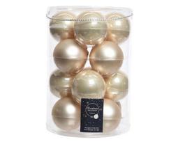 Stiklinių kalėdinių eglės žaisliukų rinkinys BAUBLES, šampaninės sp., 8 cm,  16 vnt