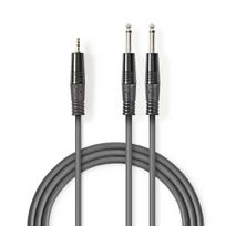 Kabelis 2×6.3mm mono kištukas – 3.5mm kištukas 1.5m stereo