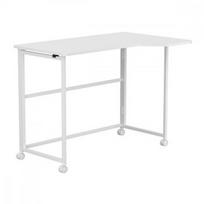 Maclean MC-1250 L/W sulankstomas mobilus rašomasis kompiuterio stalas ant ratukų | Stalviršio išmatavimai: 100x65 cm, aukštis: 75 cm | L formos profiliuotas ergonomiškas dizainas | Spalva: Balta | Maksimali apkrova: iki 50 kg | Kompaktiškas saugojimas: sulankstytas užima tik 8 cm gylio vietą | 4 fiksuojami (blokuojami) ratukai stabiliam pastatymui | Stalviršio storis: 15 mm
