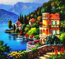 Deimantinės mozaikos rinkinys 20x30cm PILIS ANT KRANTO, HI STONE