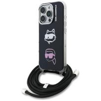 Karl Lagerfeld IML Crossbody Karl&Choupette galvos dėklas, skirtas iPhone 16 Pro – juodas