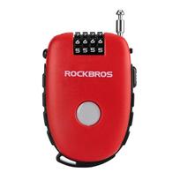 Rockbros 32420981001 dviračio spyna su grįžtamuoju kabeliu - raudona