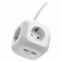 Buitinis ilgintuvas, 3 x 1,5 mm², 1.9 m, 4 lizdų, 2USB, balta sp.