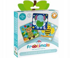 Medinė dėlionė vaikams Frootimals FT00029, 3 vnt., 12 × 12 cm