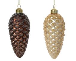 Stiklinis kalėdinis eglės žaisliukas PINECONE, 2 rūšys, 6 x 12 cm, 1 vnt