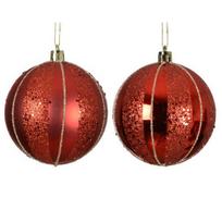 Kalėdinis eglės žaisliukas BAUBLES, raudonos sp., 2 rūšys, 8 cm, 1 vnt