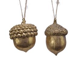 Pakabinama kalėdinė dekoracija ACORN, auksinės sp., 2 rūšys, 4 x 4,5 x 8 cm, 1 vnt