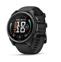 „Garmin fenix 9“ išmanusis laikrodis, 47 mm, anglies pilkos spalvos DLC titano korpusas su juodu silikoniniu dirželiu
