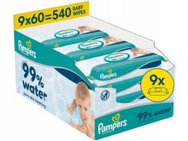 Drėgnos servetėlės Pampers Aqua 99 % vandens, 540 vnt.