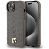 DKNY odinis MagSafe dėklas iPhone 15 Plus/14 Plus – rudas